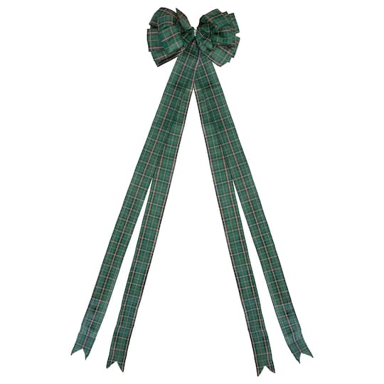 50" Green and Black Plaid 16 Loop Christmas Bow Decoration By Northlight | Michaels®